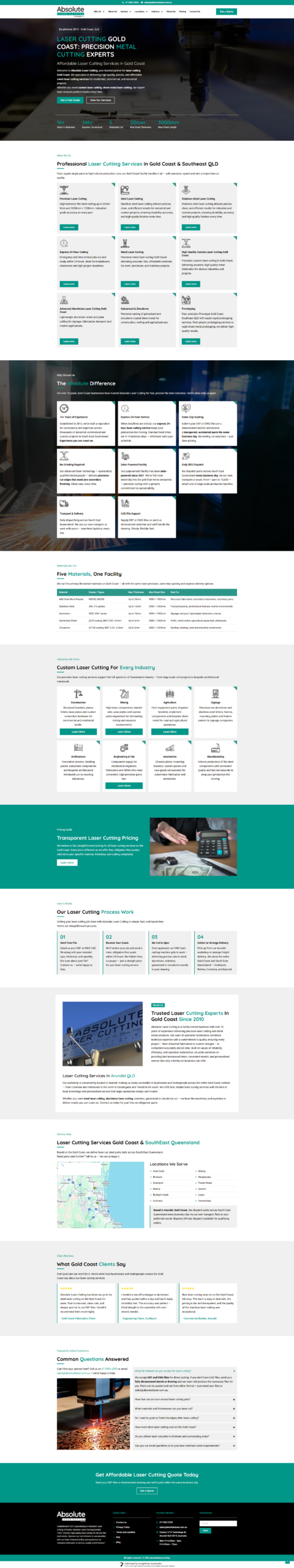Absolute Laser Cutting providing precision laser cutting and metal fabrication services