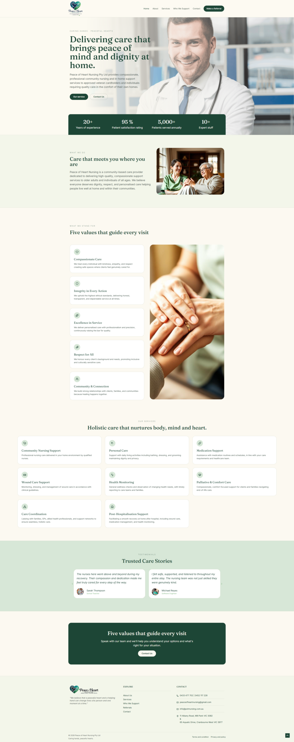 Peace of Heart Nursing providing compassionate in-home nursing and healthcare services