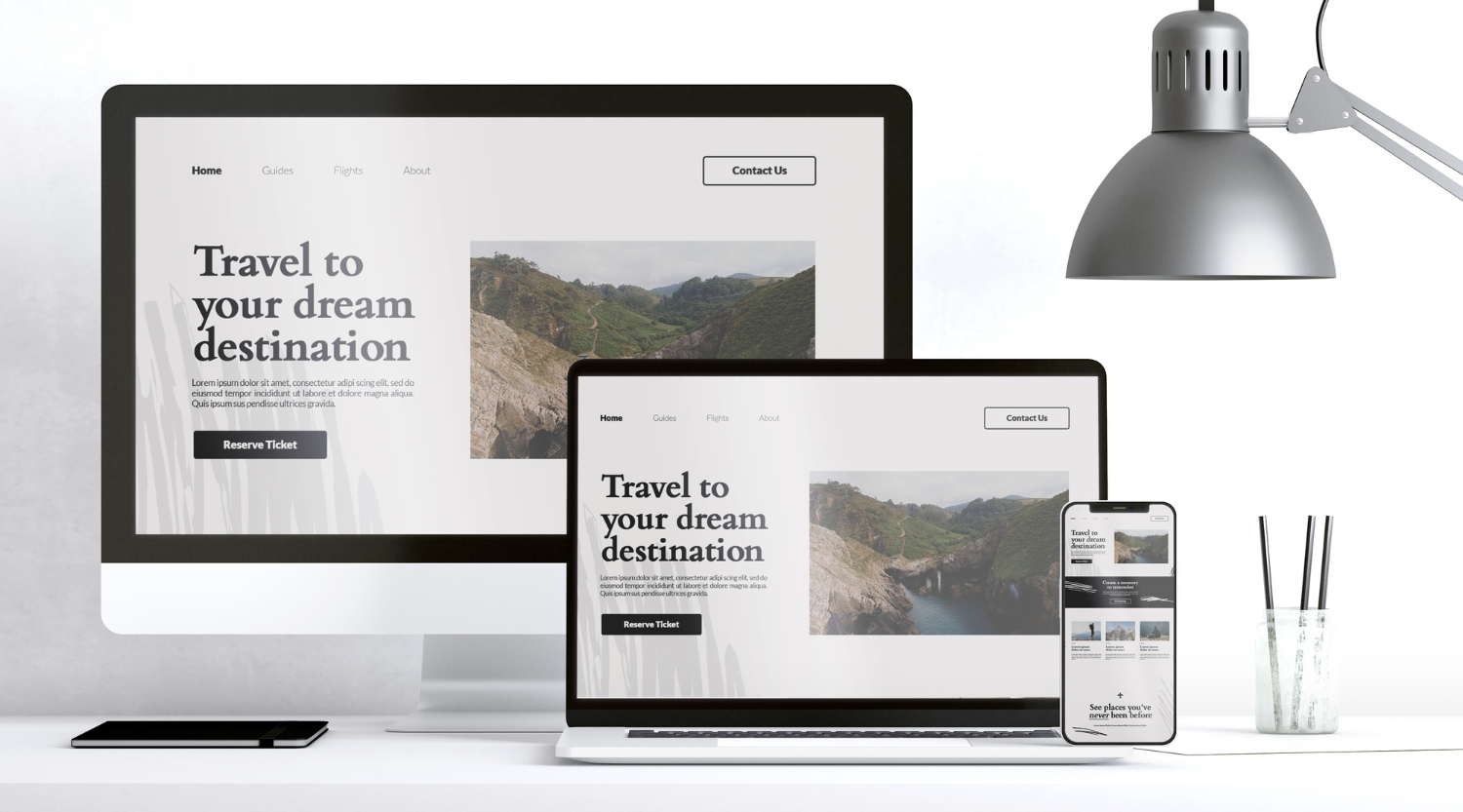 Responsive website design optimized for desktop, tablet, and mobile devices